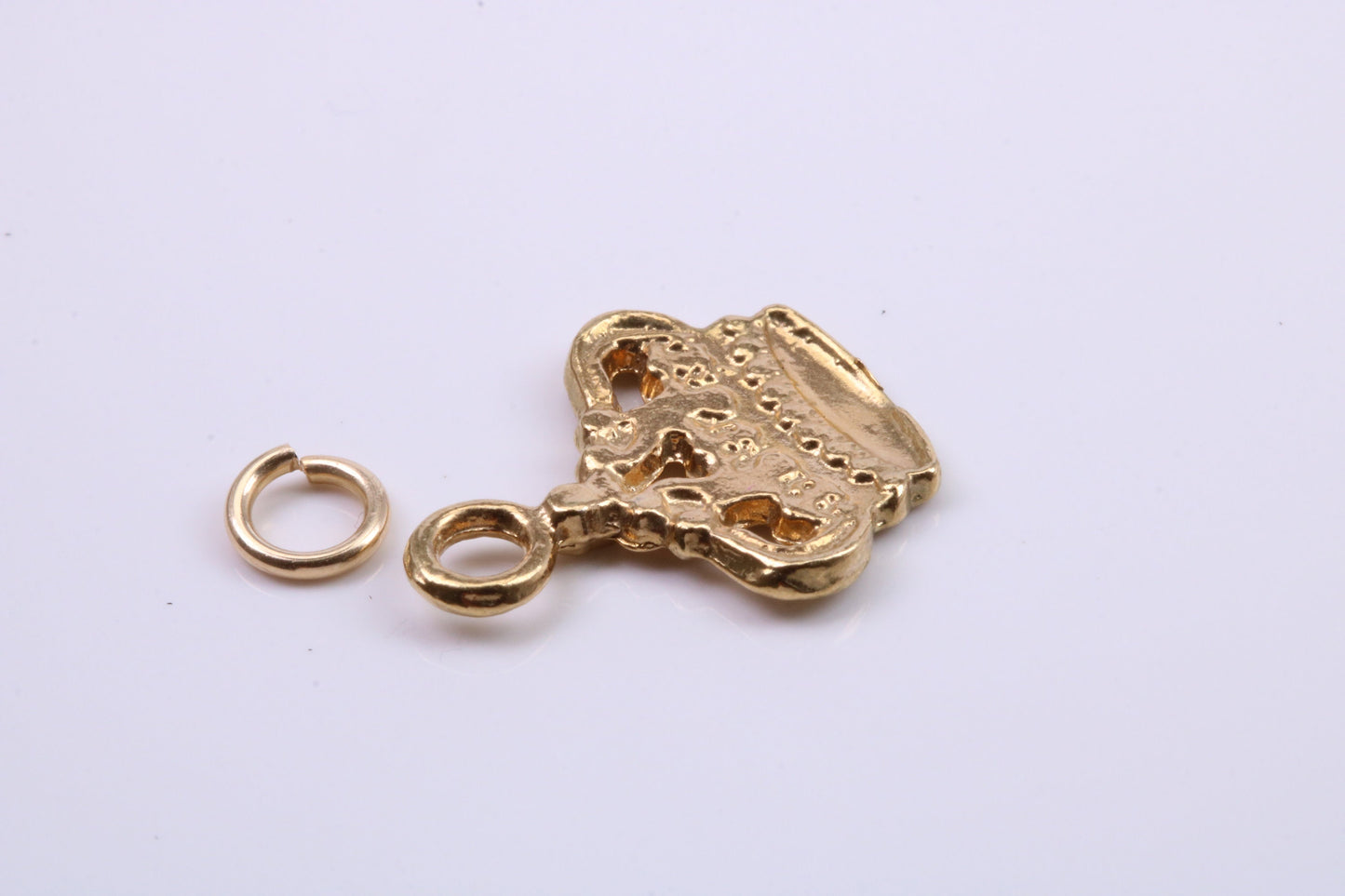 Royal Crown Charm, Traditional Charm, Made from Solid 9ct Yellow Gold, British Hallmarked, Complete with Attachment Link