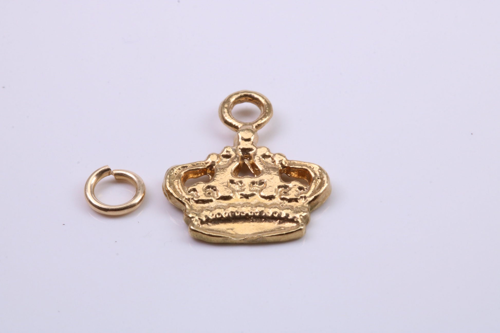 Royal Crown Charm, Traditional Charm, Made from Solid 9ct Yellow Gold, British Hallmarked, Complete with Attachment Link