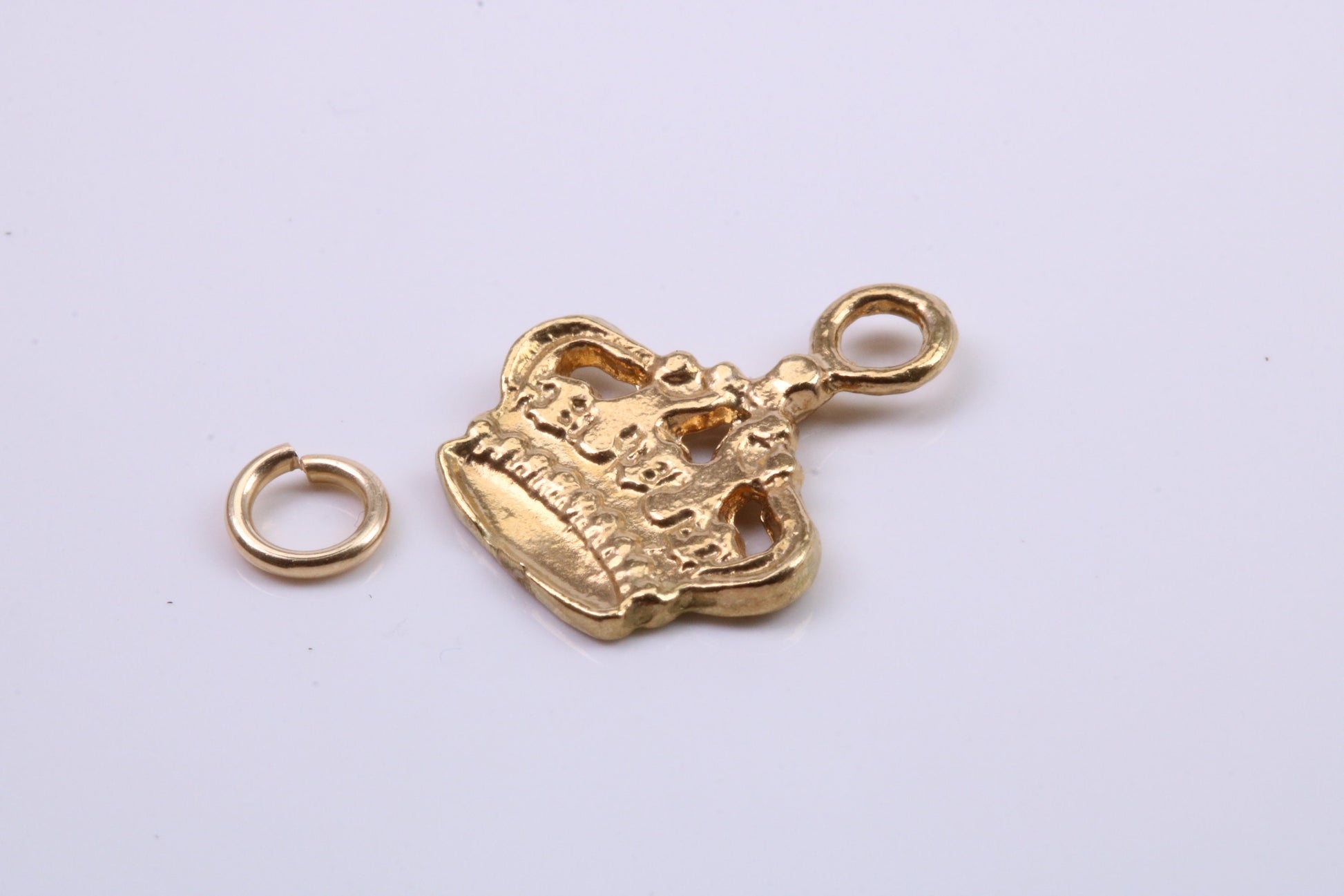 Royal Crown Charm, Traditional Charm, Made from Solid 9ct Yellow Gold, British Hallmarked, Complete with Attachment Link