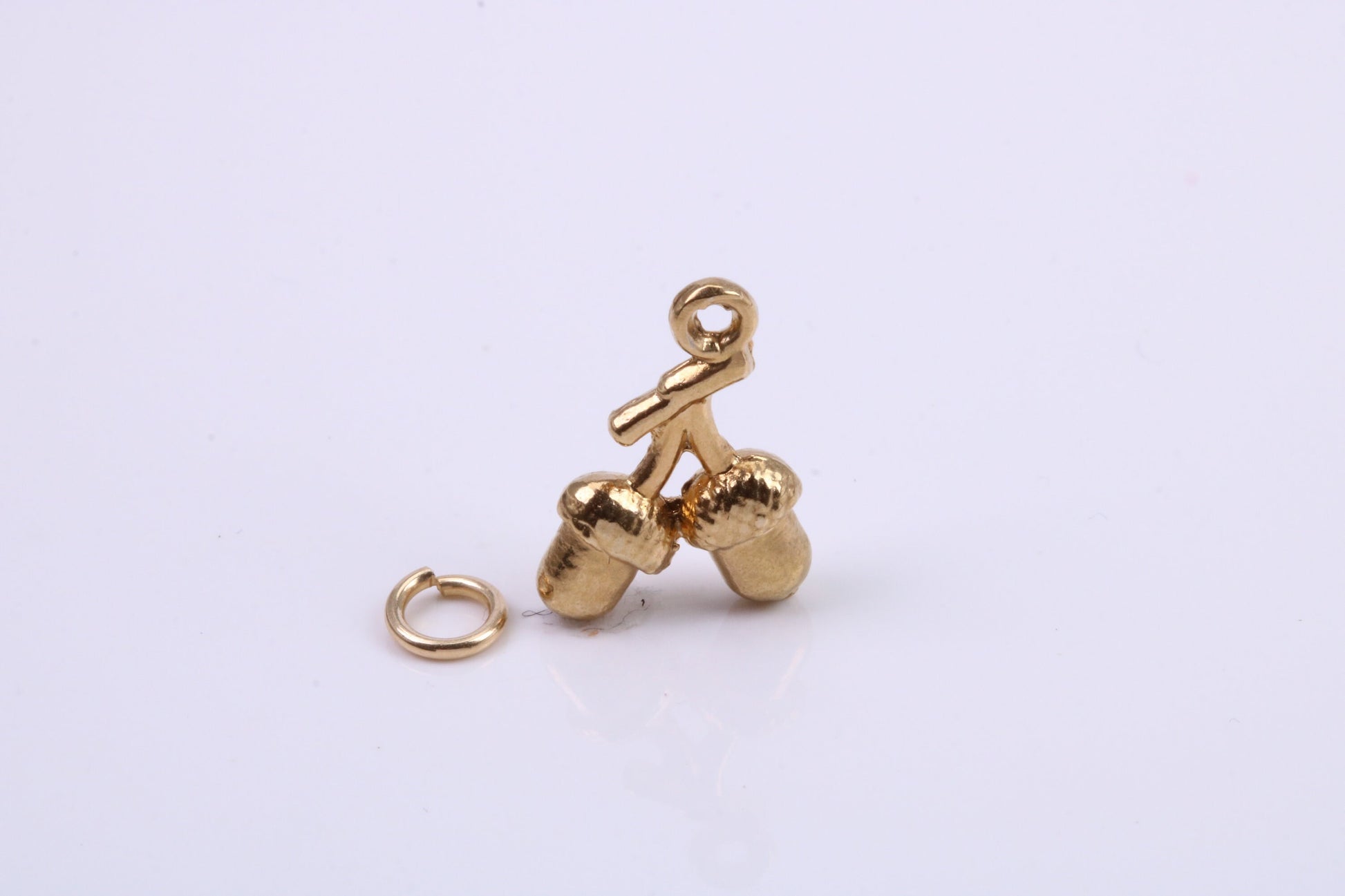 Acorns Charm, Traditional Charm, Made from Solid 9ct Yellow Gold, British Hallmarked, Complete with Attachment Link