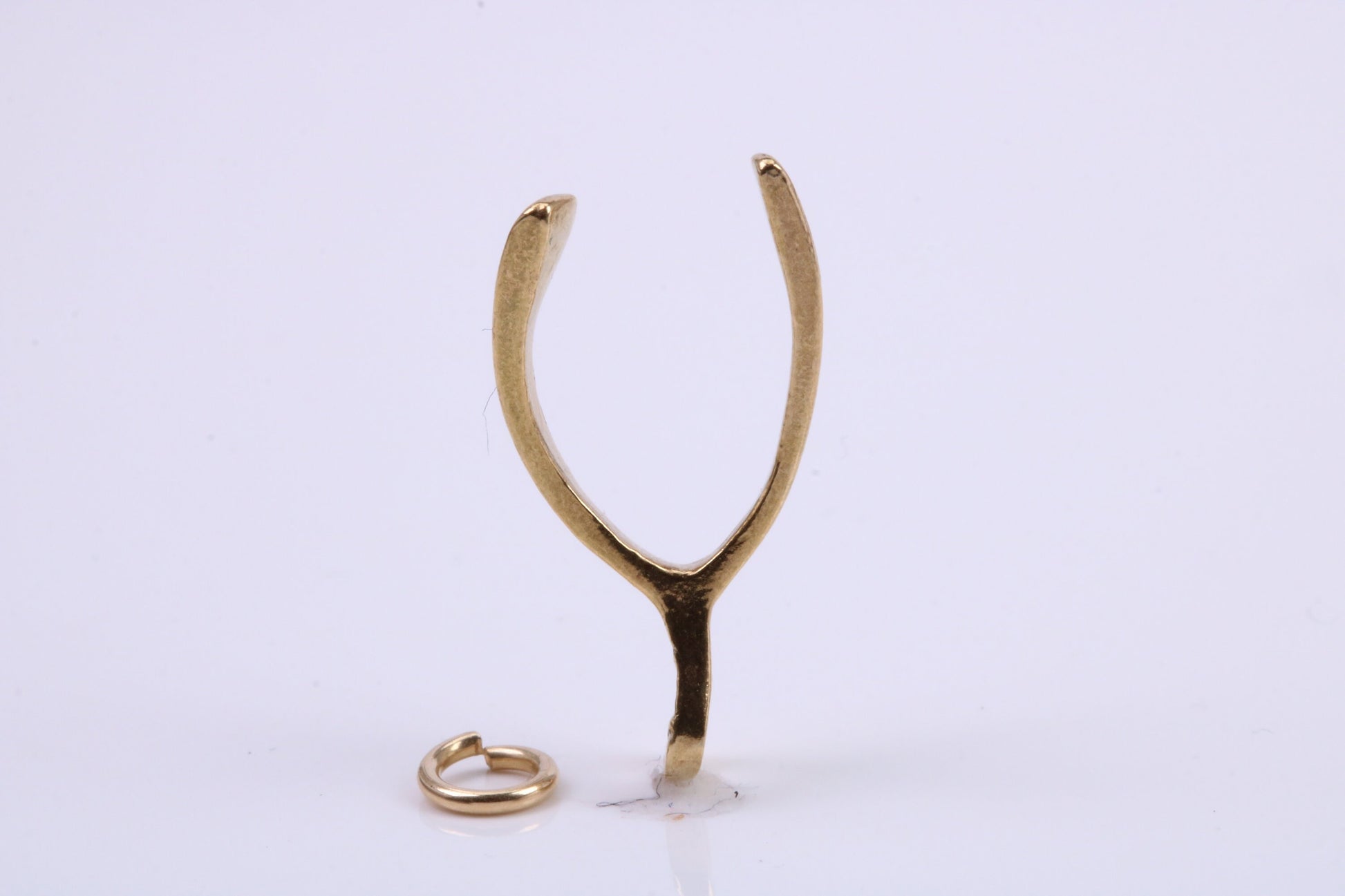 Wish Bone Charm, Traditional Charm, Made from Solid 9ct Yellow Gold, British Hallmarked, Complete with Attachment Link