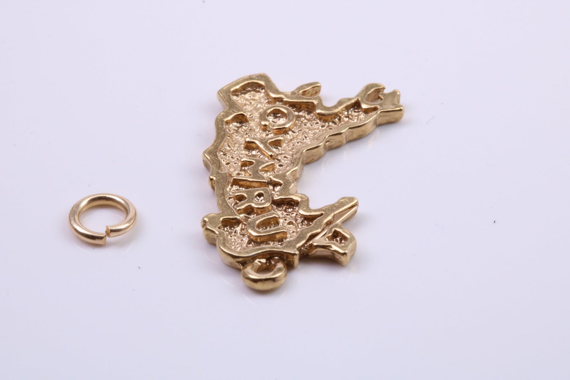 Map of Cymru Charm, Traditional Charm, Made from Solid 9ct Yellow Gold, British Hallmarked, Complete with Attachment Link