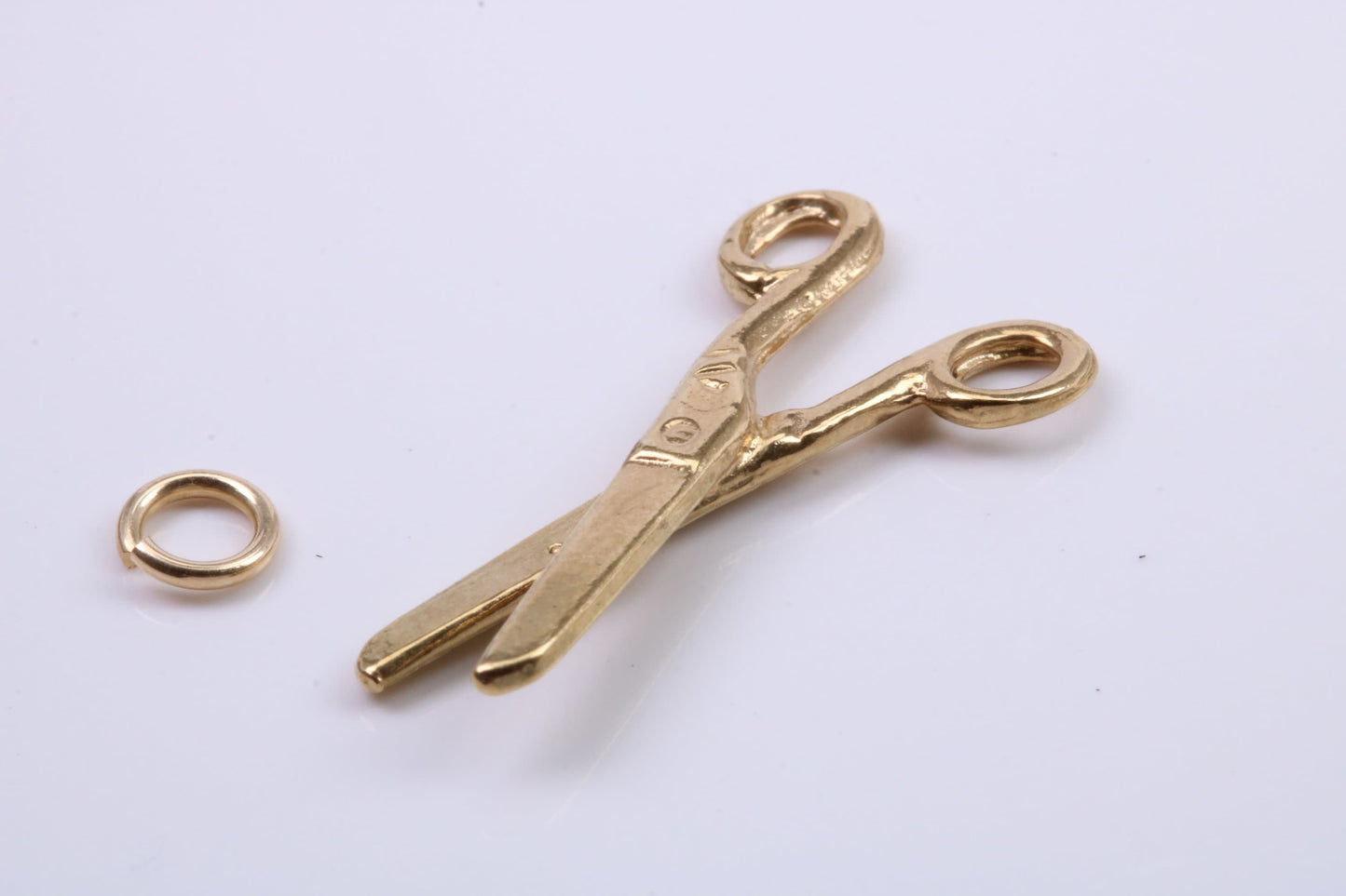 Scissor Charm, Traditional Charm, Made from Solid 9ct Yellow Gold, British Hallmarked, Complete with Attachment Link