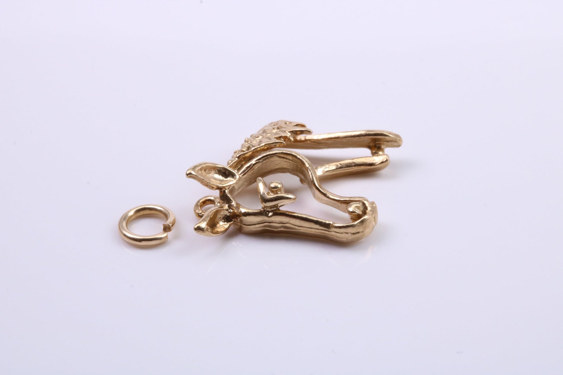 Horse Head Charm, Traditional Charm, Made from Solid 9ct Yellow Gold, British Hallmarked, Complete with Attachment Link