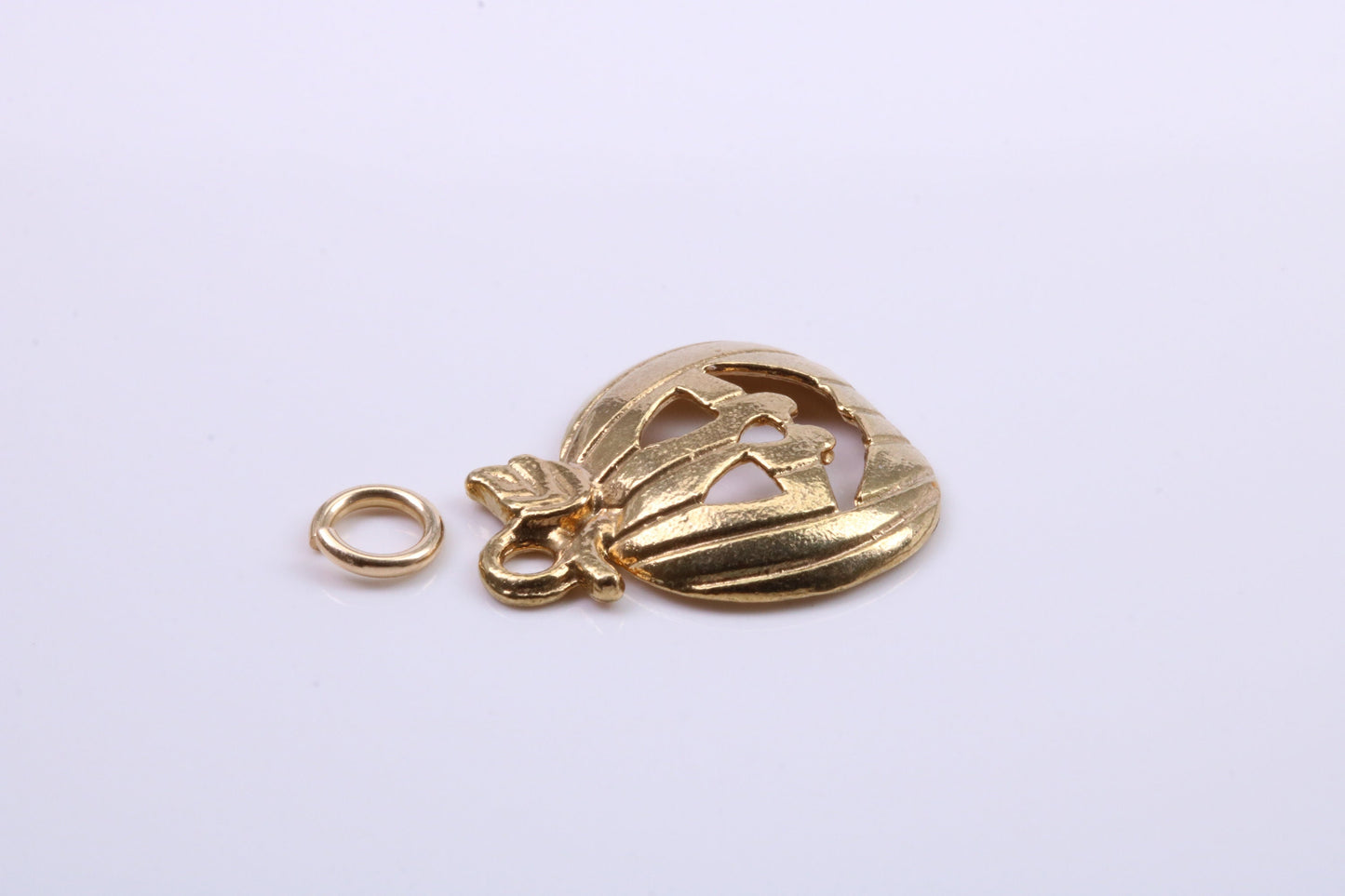 Pumpkin Charm, Traditional Charm, Made from Solid 9ct Yellow Gold, British Hallmarked, Complete with Attachment Link