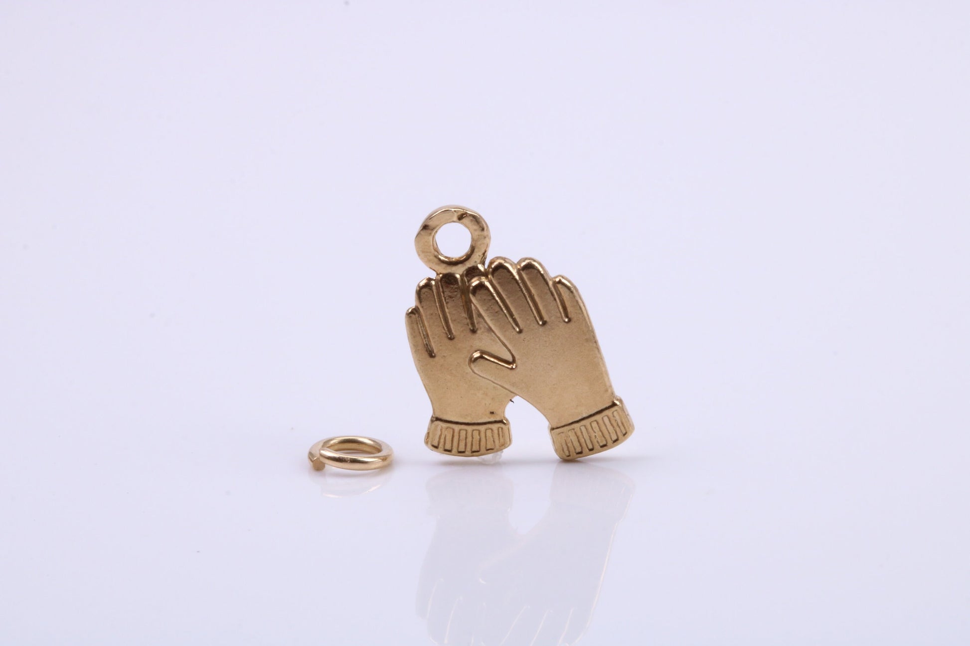 Gloves Charm, Traditional Charm, Made from Solid 9ct Yellow Gold, British Hallmarked, Complete with Attachment Link