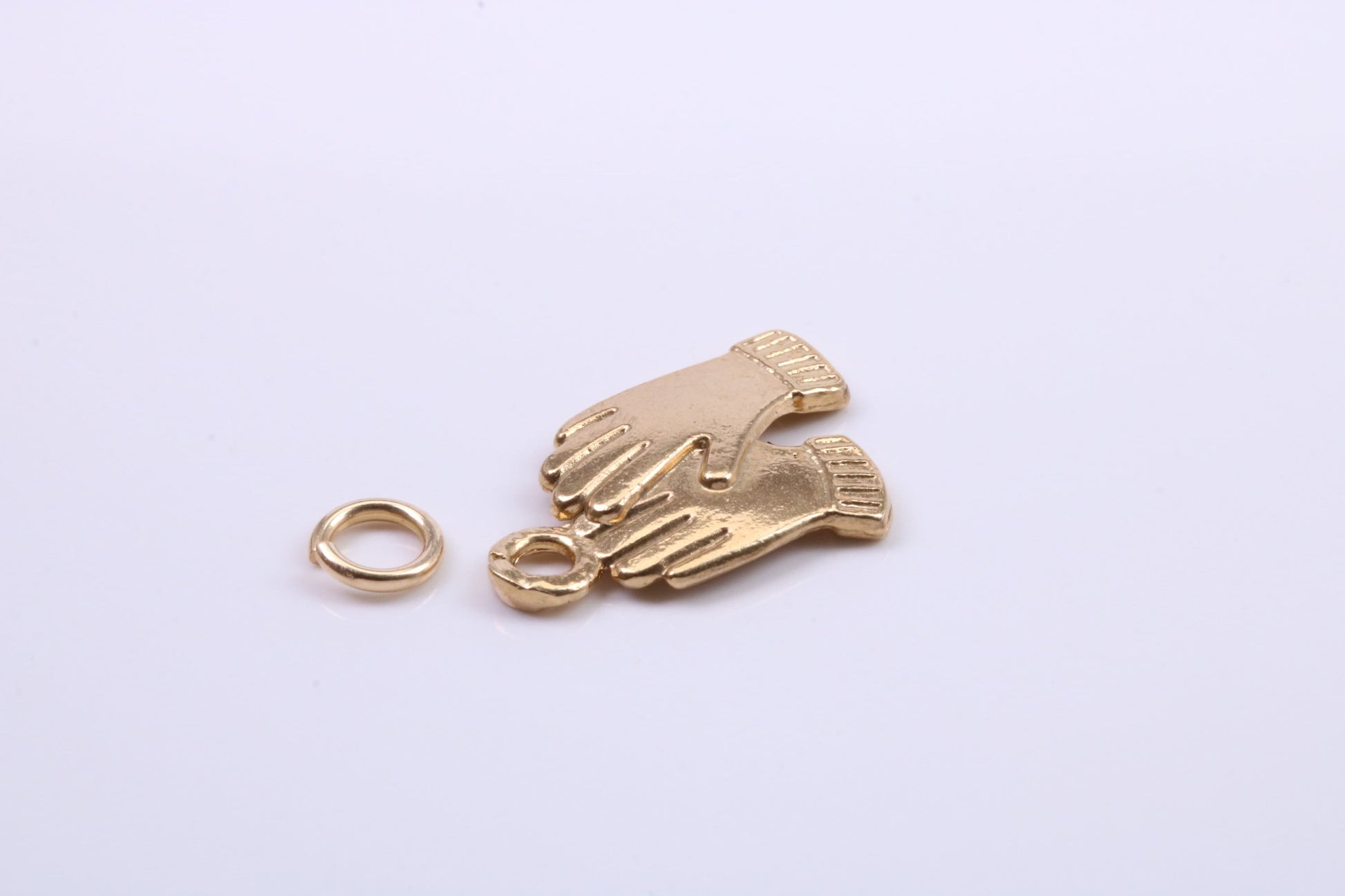 Gloves Charm, Traditional Charm, Made from Solid 9ct Yellow Gold, British Hallmarked, Complete with Attachment Link