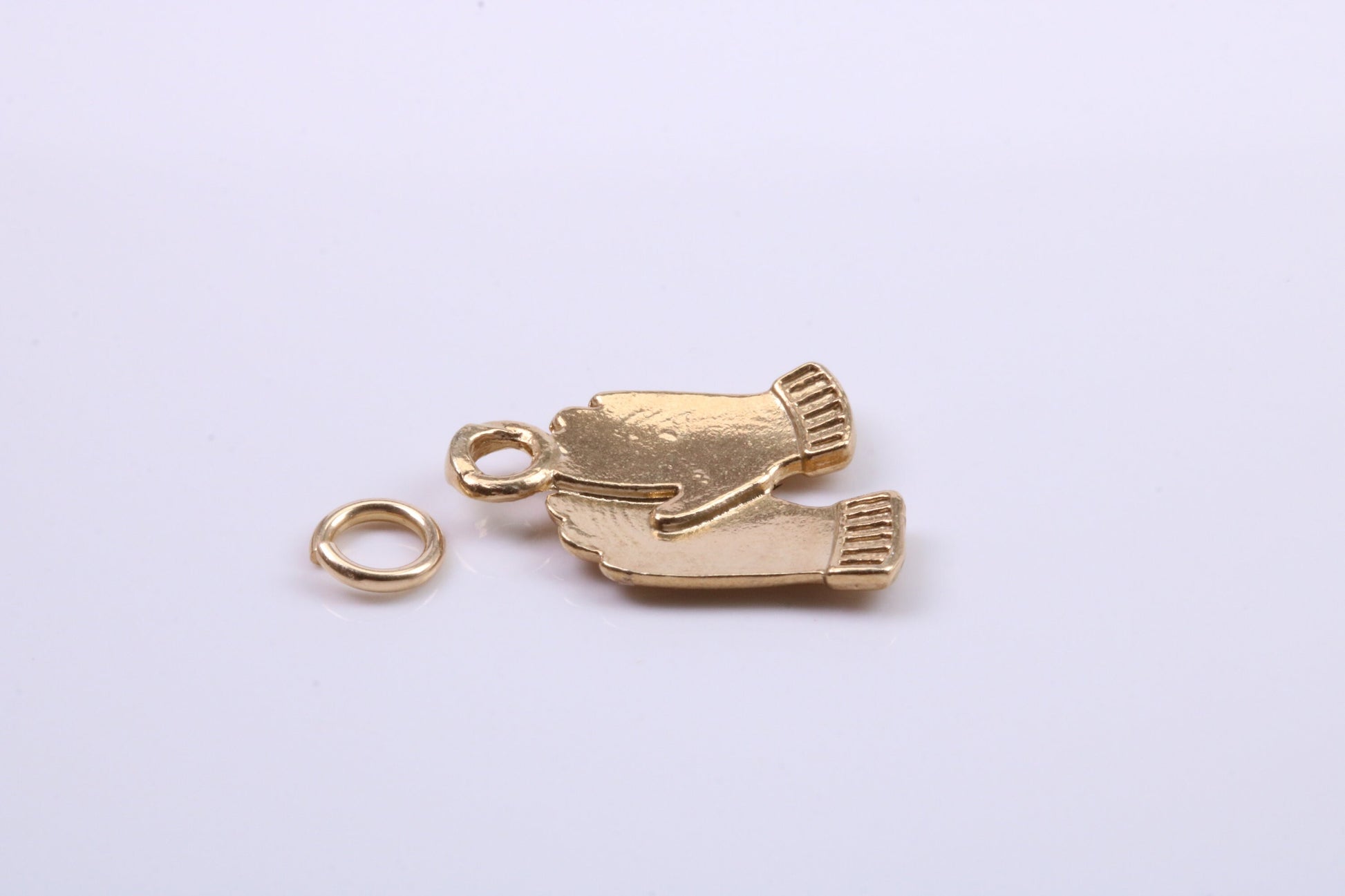 Gloves Charm, Traditional Charm, Made from Solid 9ct Yellow Gold, British Hallmarked, Complete with Attachment Link