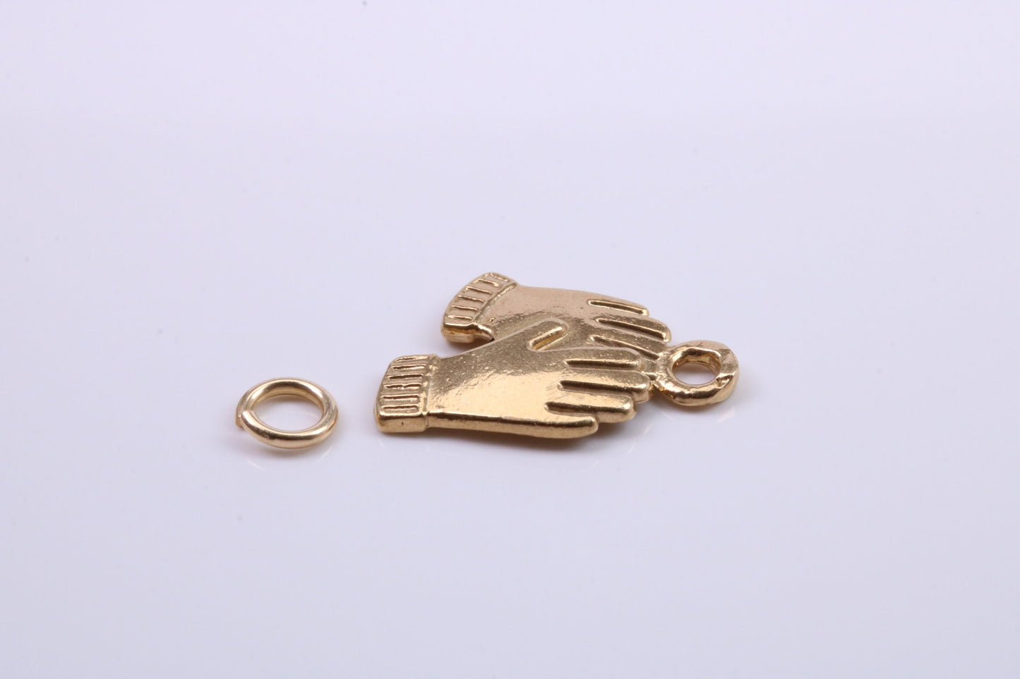 Gloves Charm, Traditional Charm, Made from Solid 9ct Yellow Gold, British Hallmarked, Complete with Attachment Link