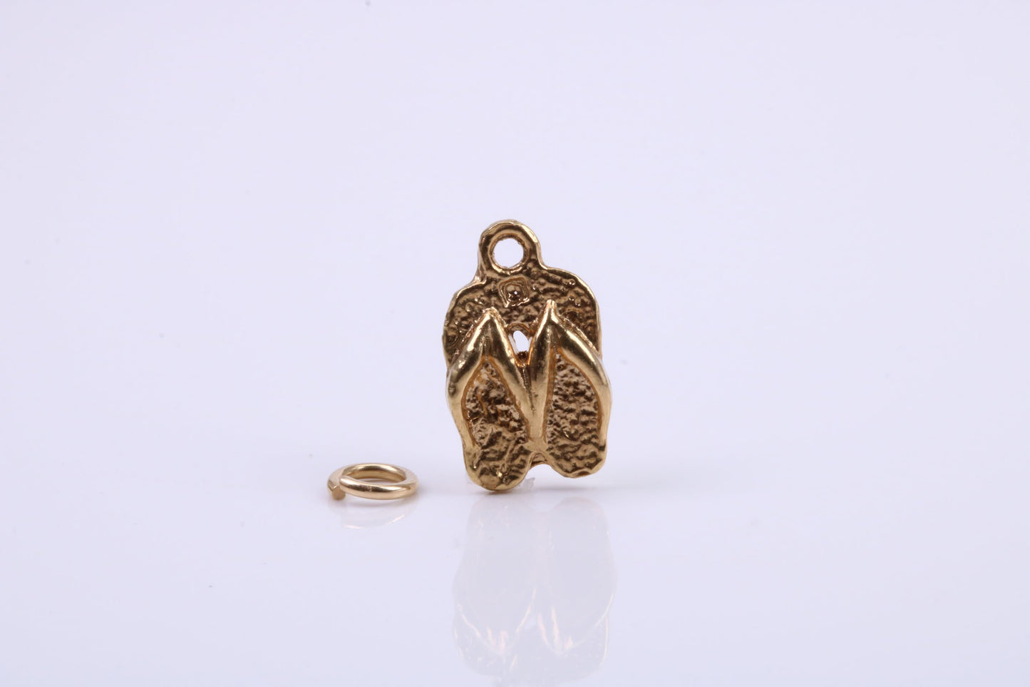 Flip Flops Charm, Traditional Charm, Made from Solid 9ct Yellow Gold, British Hallmarked, Complete with Attachment Link