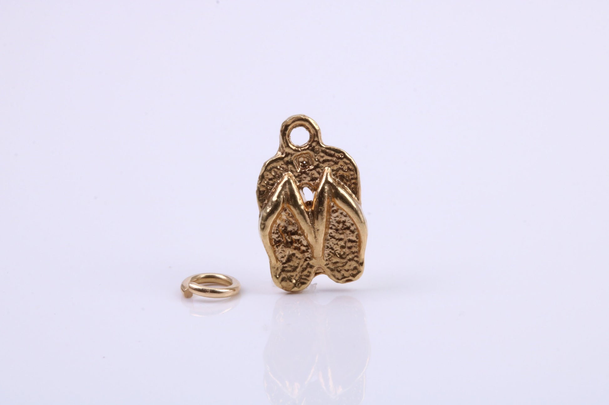 Flip Flops Charm, Traditional Charm, Made from Solid 9ct Yellow Gold, British Hallmarked, Complete with Attachment Link