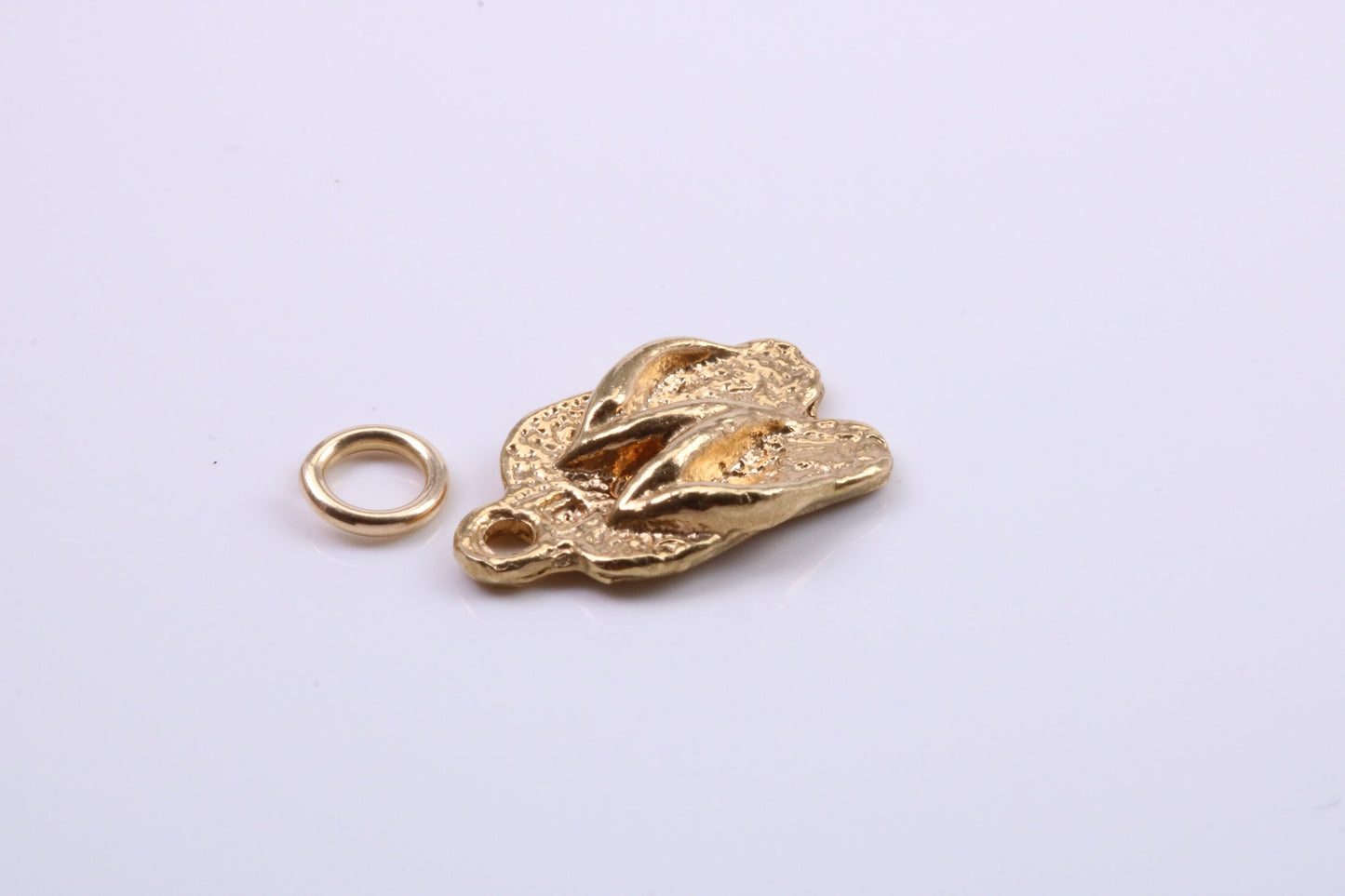 Flip Flops Charm, Traditional Charm, Made from Solid 9ct Yellow Gold, British Hallmarked, Complete with Attachment Link