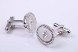 Natural Diamond set Oval Shaped Solid Silver Cufflinks