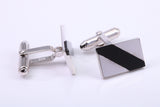 Black Onyx set Rectangle Solid Silver Cufflinks