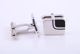 Black Onyx set Rectangle Solid Silver Cufflinks