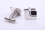 Black Onyx set Rectangle Solid Silver Cufflinks