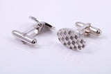 Machine Patterned Oval Shaped Solid Silver Cufflinks