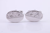 Hand Engraved Large Oval Solid Silver Cufflinks