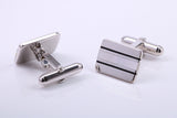 Black Onyx and Mother of Pearl set Rectangle Solid Silver Cufflinks