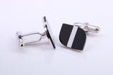 Black Onyx set Rectangle Solid Silver Cufflinks