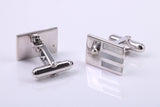 Mother of Pearl set Rectangle Solid Silver Cufflinks