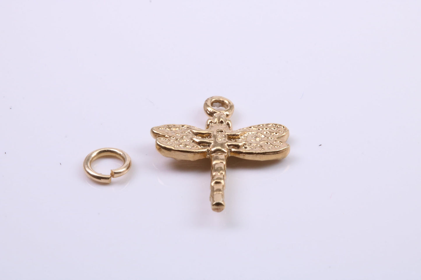 Dragon Fly Charm, Traditional Charm, Made from Solid 9ct Yellow Gold, British Hallmarked, Complete with Attachment Link