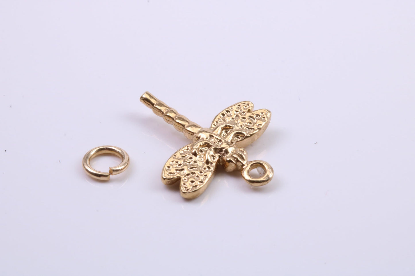 Dragon Fly Charm, Traditional Charm, Made from Solid 9ct Yellow Gold, British Hallmarked, Complete with Attachment Link