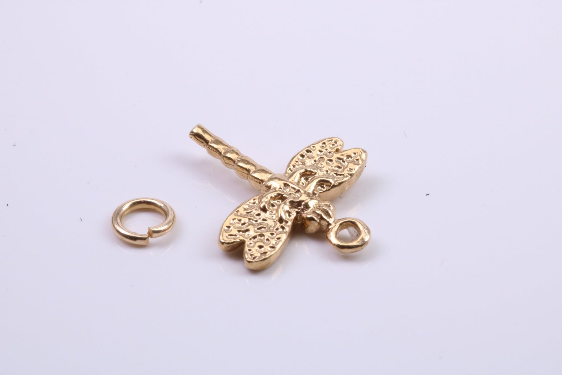 Dragon Fly Charm, Traditional Charm, Made from Solid 9ct Yellow Gold, British Hallmarked, Complete with Attachment Link