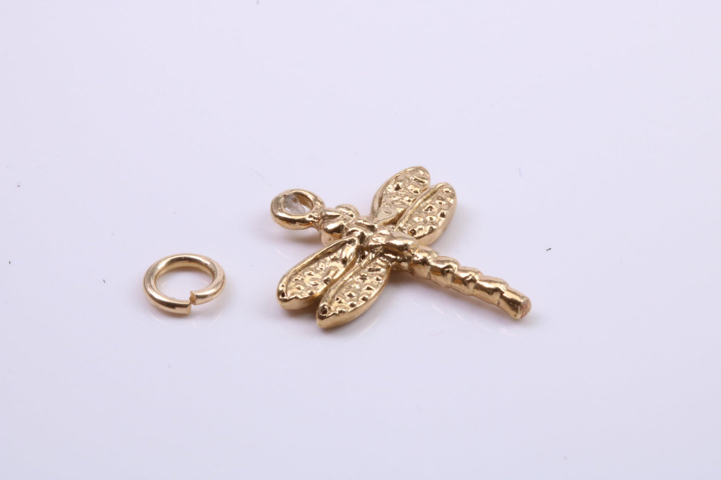 Dragon Fly Charm, Traditional Charm, Made from Solid 9ct Yellow Gold, British Hallmarked, Complete with Attachment Link