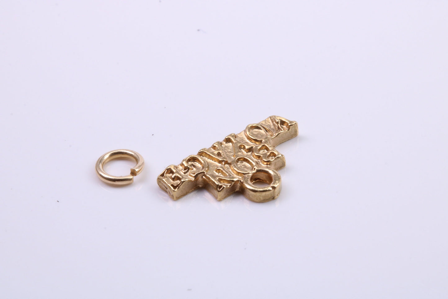 Bon Voyage Charm, Traditional Charm, Made from Solid 9ct Yellow Gold, British Hallmarked, Complete with Attachment Link