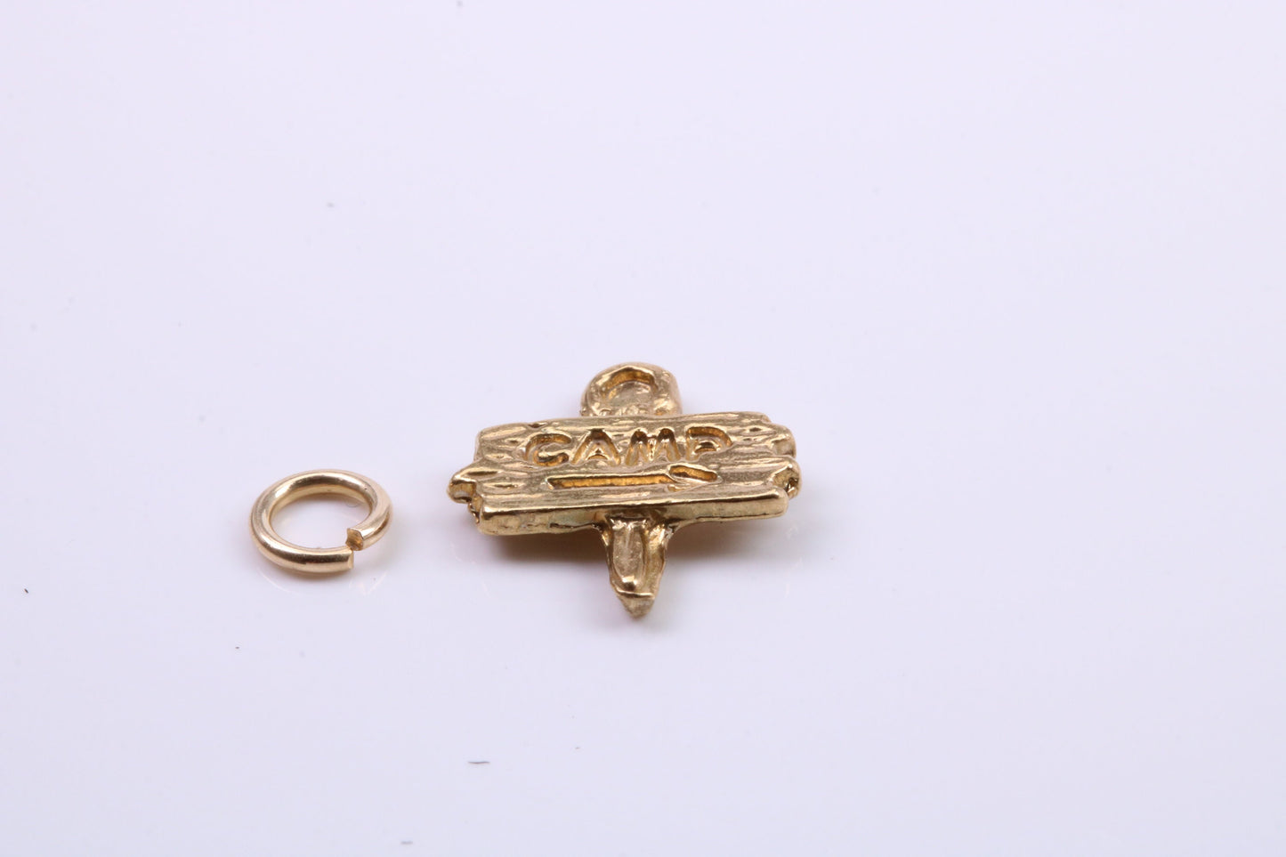 Camping Charm, Traditional Charm, Made from Solid 9ct Yellow Gold, British Hallmarked, Complete with Attachment Link