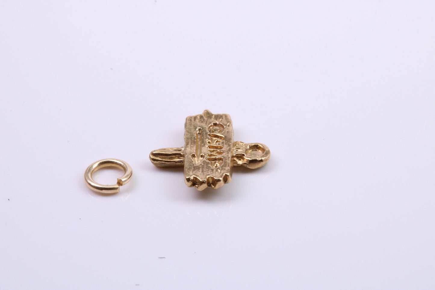 Camping Charm, Traditional Charm, Made from Solid 9ct Yellow Gold, British Hallmarked, Complete with Attachment Link