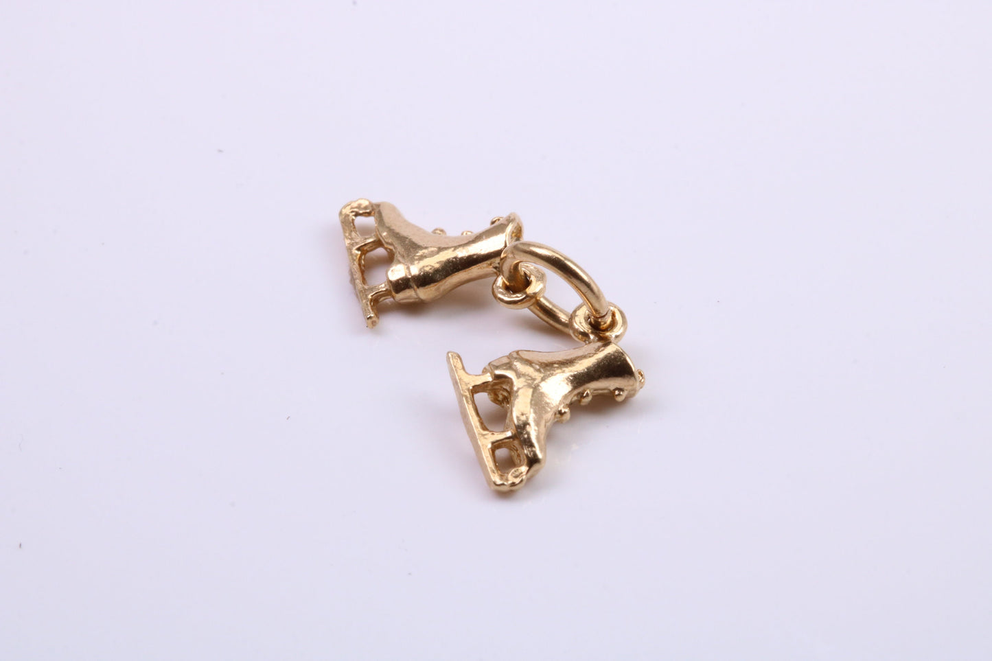 Pair of Ice Skates Charm, Traditional Charm, Made from Solid 9ct Yellow Gold, British Hallmarked, Complete with Attachment Link