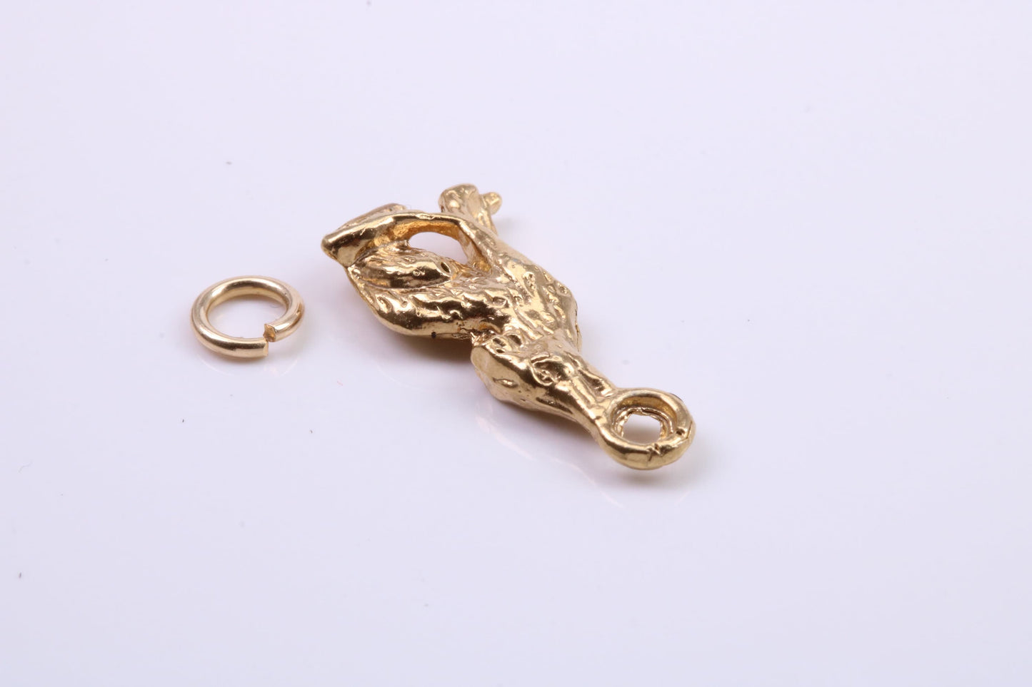 Wolf Charm, Traditional Charm, Made from Solid 9ct Yellow Gold, British Hallmarked, Complete with Attachment Link