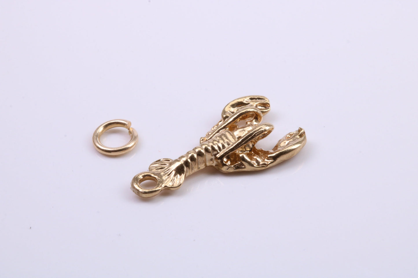 Lobster Charm, Traditional Charm, Made from Solid 9ct Yellow Gold, British Hallmarked, Complete with Attachment Link