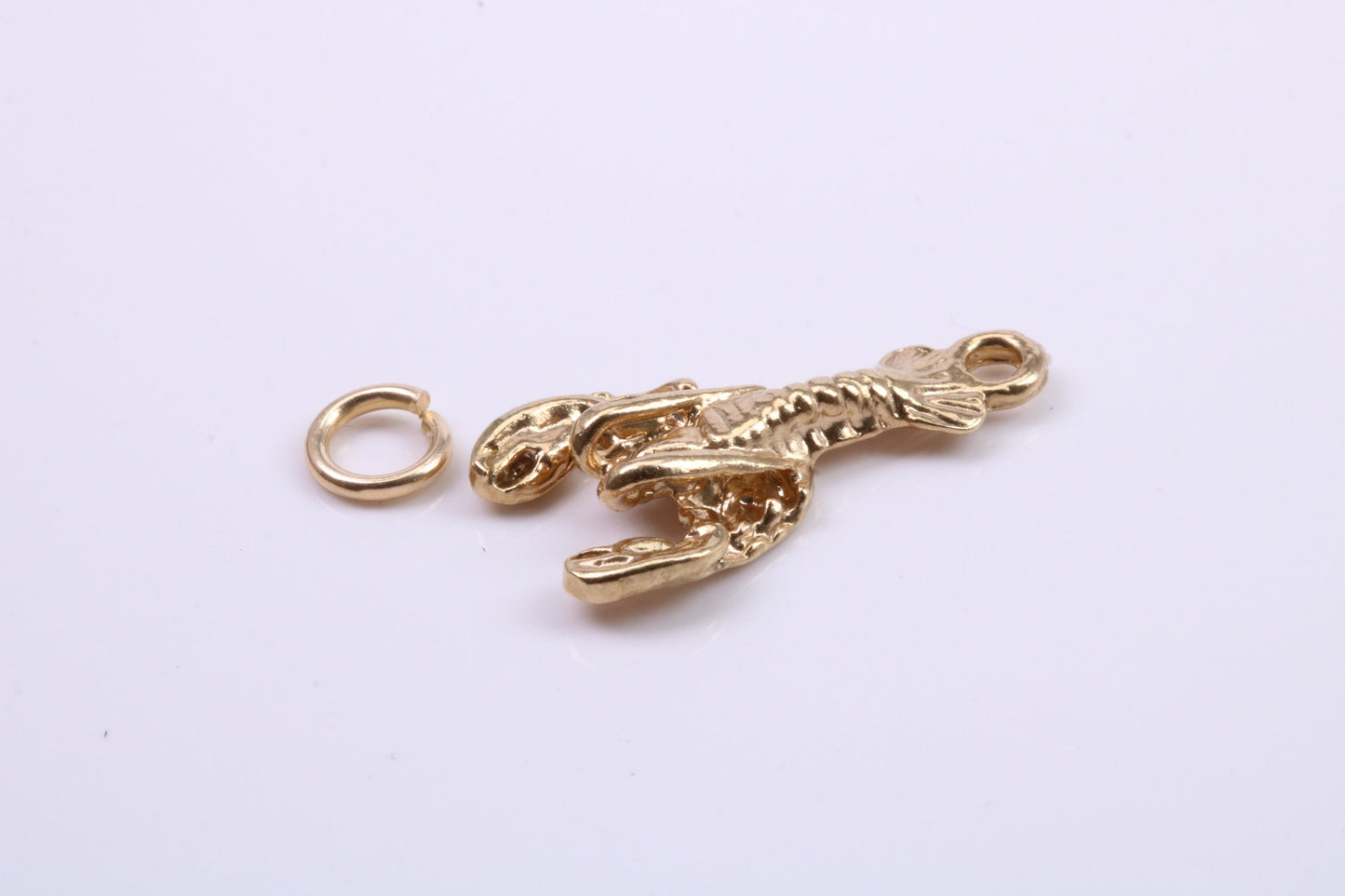 Lobster Charm, Traditional Charm, Made from Solid 9ct Yellow Gold, British Hallmarked, Complete with Attachment Link