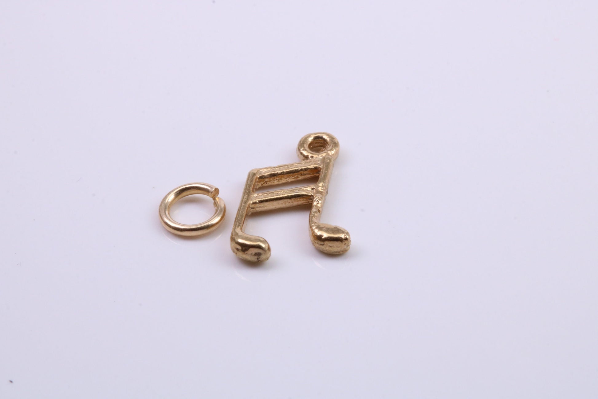 Musical Beam Note Charm, Traditional Charm, Made from Solid 9ct Yellow Gold, British Hallmarked, Complete with Attachment Link