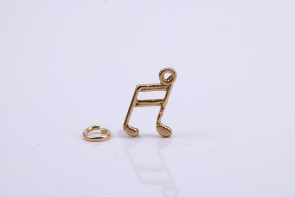 Musical Beam Note Charm, Traditional Charm, Made from Solid 9ct Yellow Gold, British Hallmarked, Complete with Attachment Link