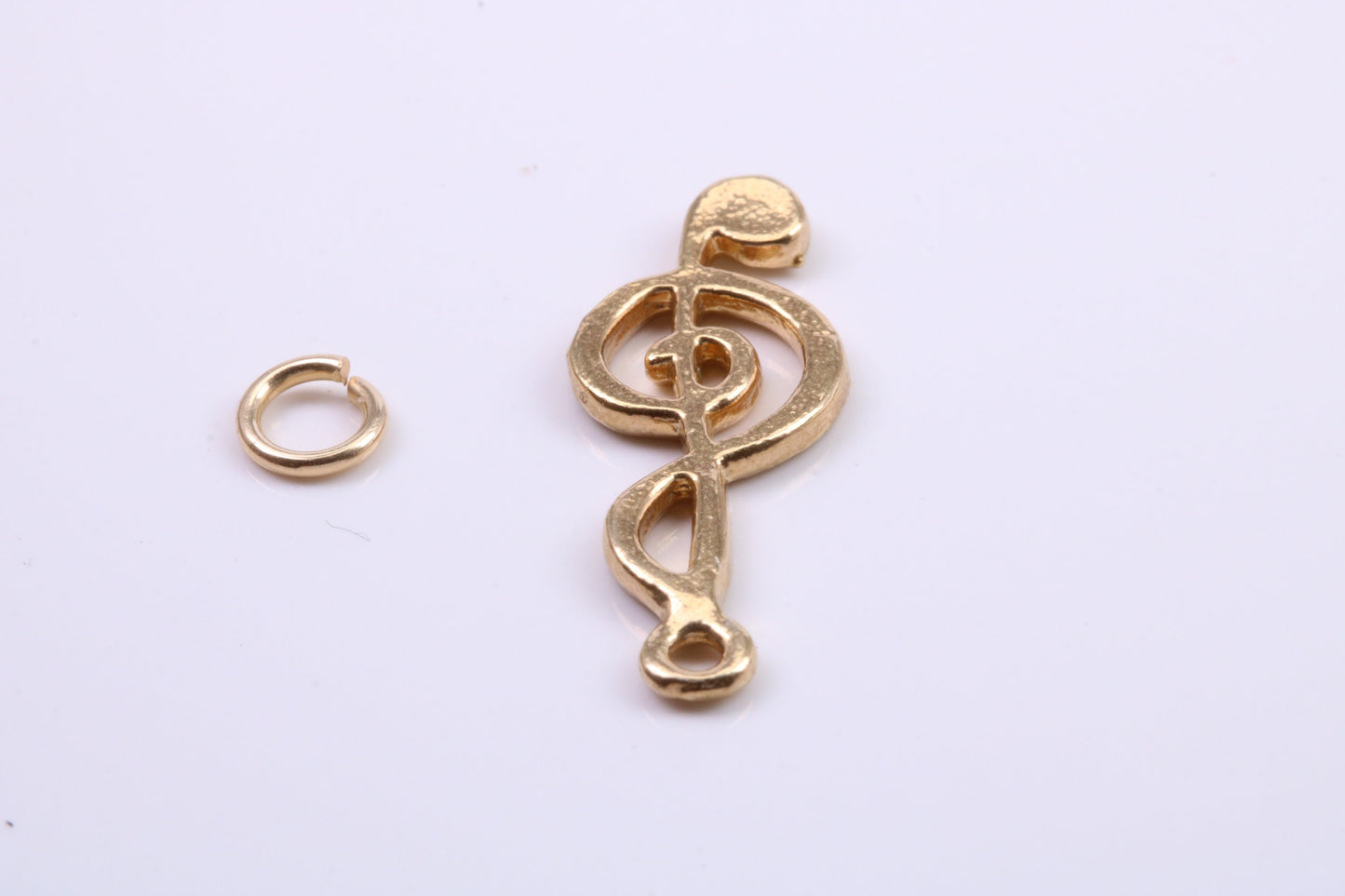 Musical Treble Clef Note Charm, Traditional Charm, Made from Solid 9ct Yellow Gold, British Hallmarked, Complete with Attachment Link