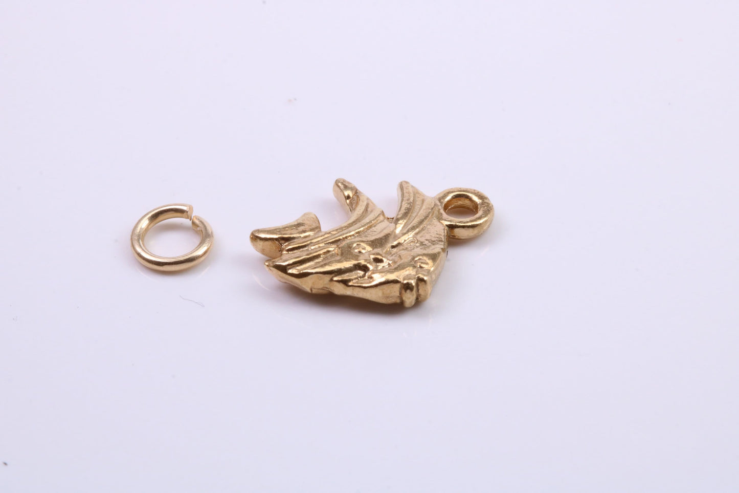 Angel Fish Charm, Traditional Charm, Made from Solid 9ct Yellow Gold, British Hallmarked, Complete with Attachment Link