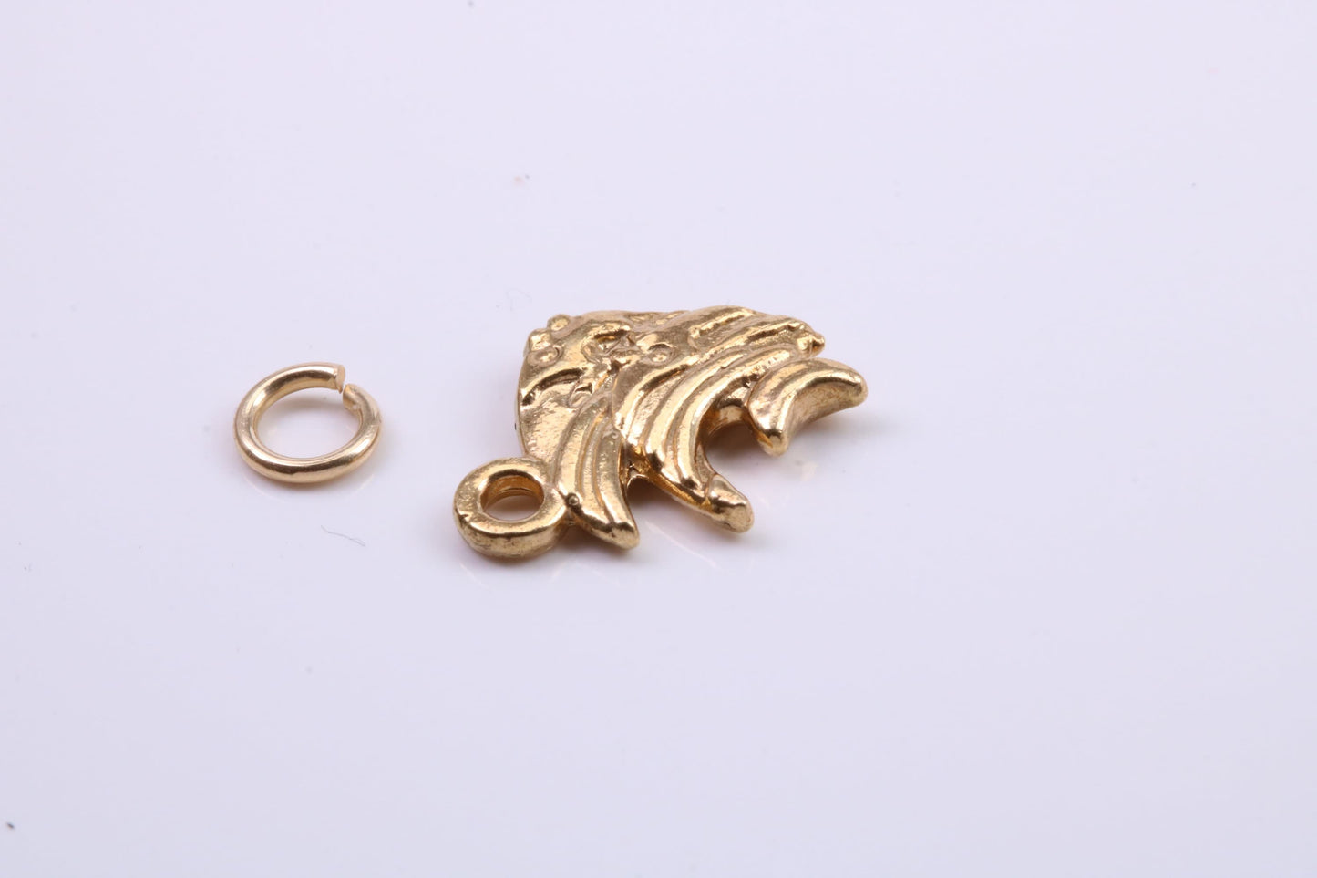 Angel Fish Charm, Traditional Charm, Made from Solid 9ct Yellow Gold, British Hallmarked, Complete with Attachment Link