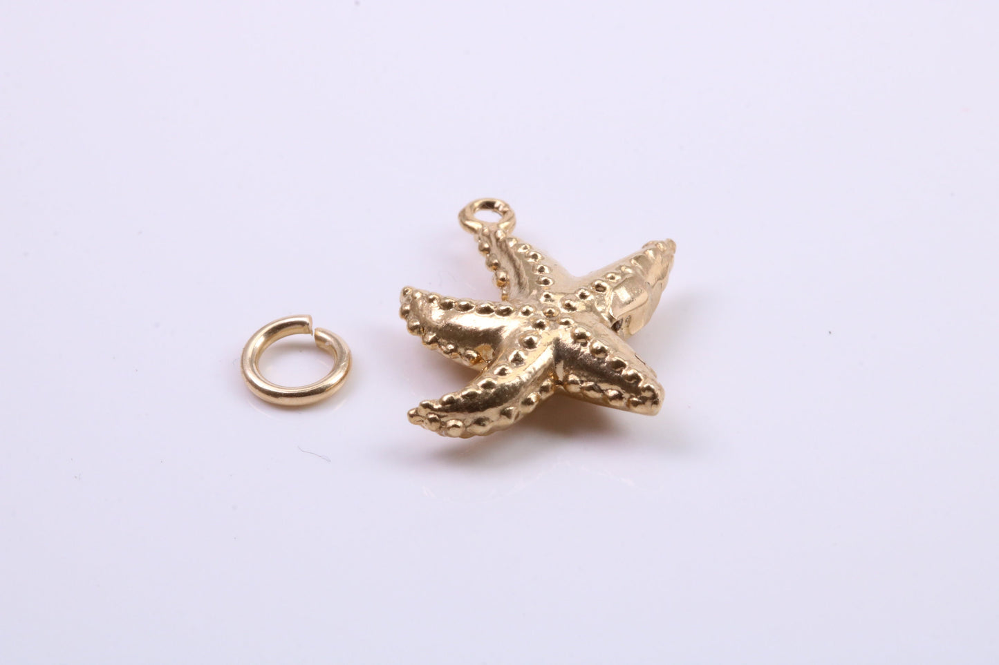 Star Fish Charm, Traditional Charm, Made from Solid 9ct Yellow Gold, British Hallmarked, Complete with Attachment Link