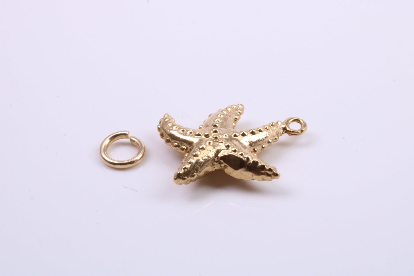 Star Fish Charm, Traditional Charm, Made from Solid 9ct Yellow Gold, British Hallmarked, Complete with Attachment Link