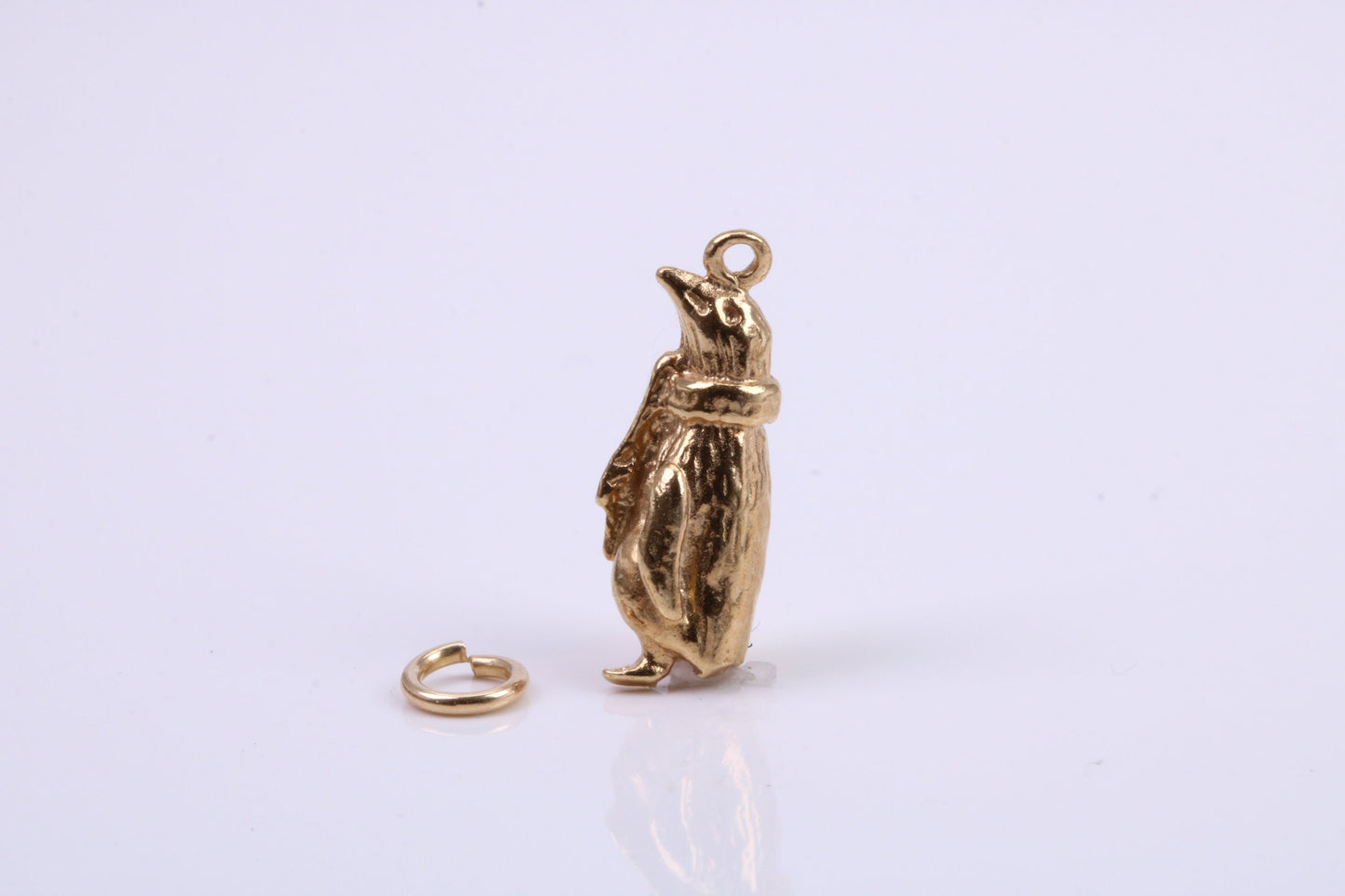 Penguin Charm, Traditional Charm, Made from Solid 9ct Yellow Gold, British Hallmarked, Complete with Attachment Link