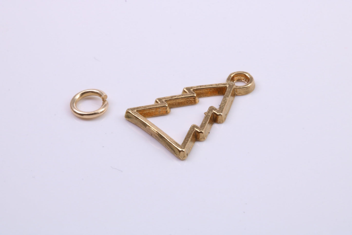 Christmas Tree Charm, Traditional Charm, Made from Solid 9ct Yellow Gold, British Hallmarked, Complete with Attachment Link