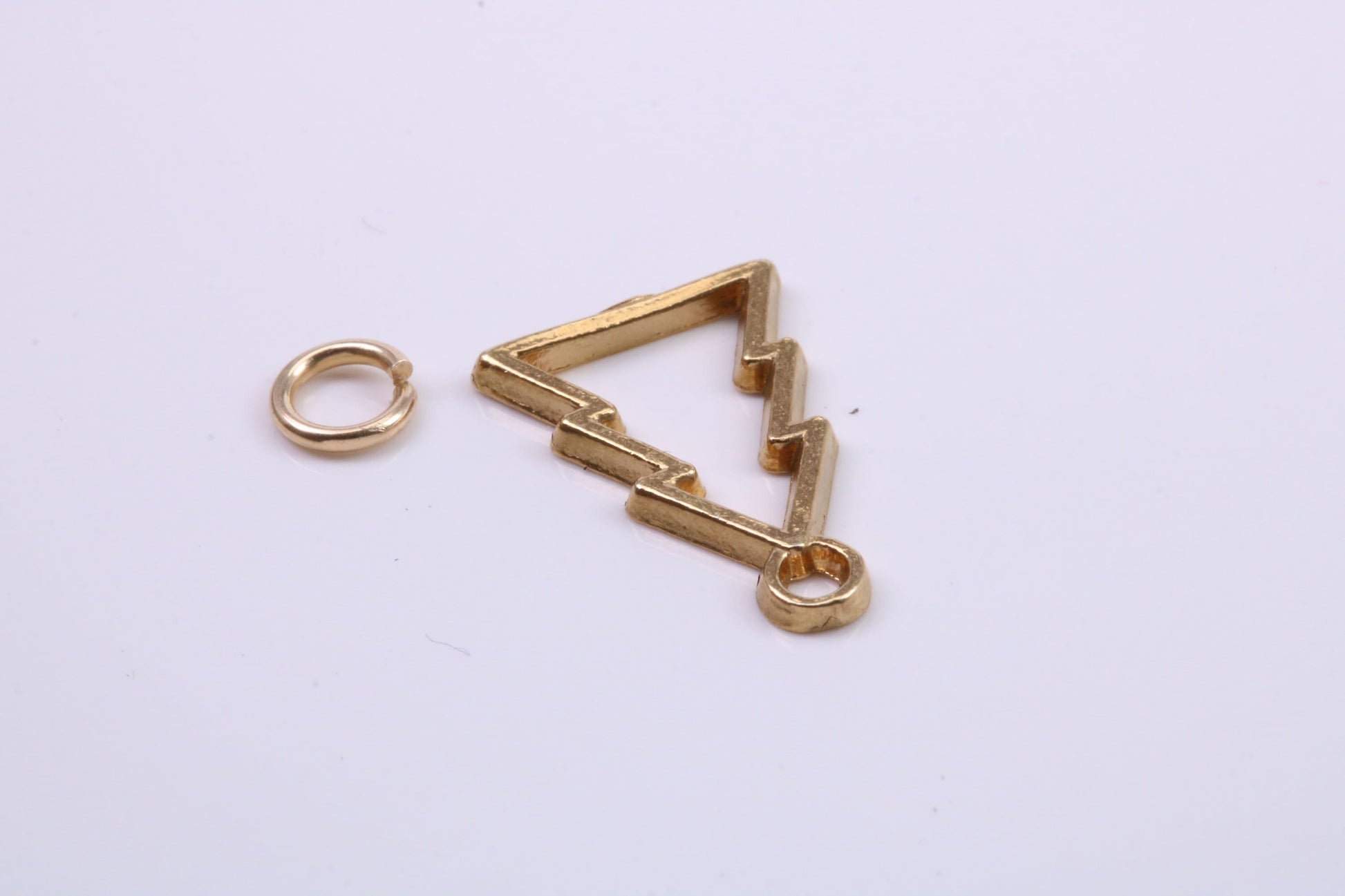 Christmas Tree Charm, Traditional Charm, Made from Solid 9ct Yellow Gold, British Hallmarked, Complete with Attachment Link