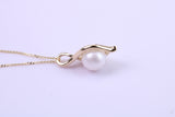 Natural Cultured Pearl Necklace set in Solid Yellow Gold Together with 18 Inch Yellow Gold Chain