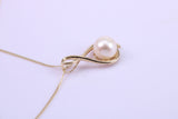 Real Pearl Necklace and Matching Earrings set in Solid Yellow Gold Together with 18 Inch Yellow Gold Chain