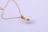Natural Cultured Pearl Necklace set in Solid Yellow Gold Together with 18 Inch Yellow Gold Chain