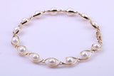 Stunning Natural Freshwater Pearl Bracelet set in Solid Yellow Gold